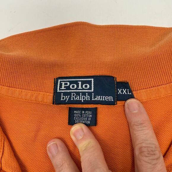Polo Ralph Lauren Men’s Orange Polo Shirt Short Sleeve Cotton XXL Pony EUC - Picture 5 of 5